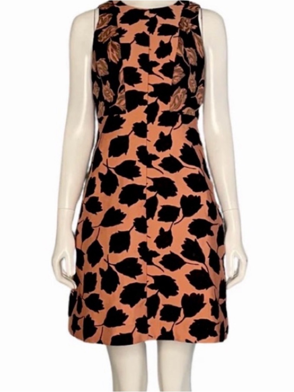 Ann Taylor Peach and Black Floral Shift Dress size 14 NWT